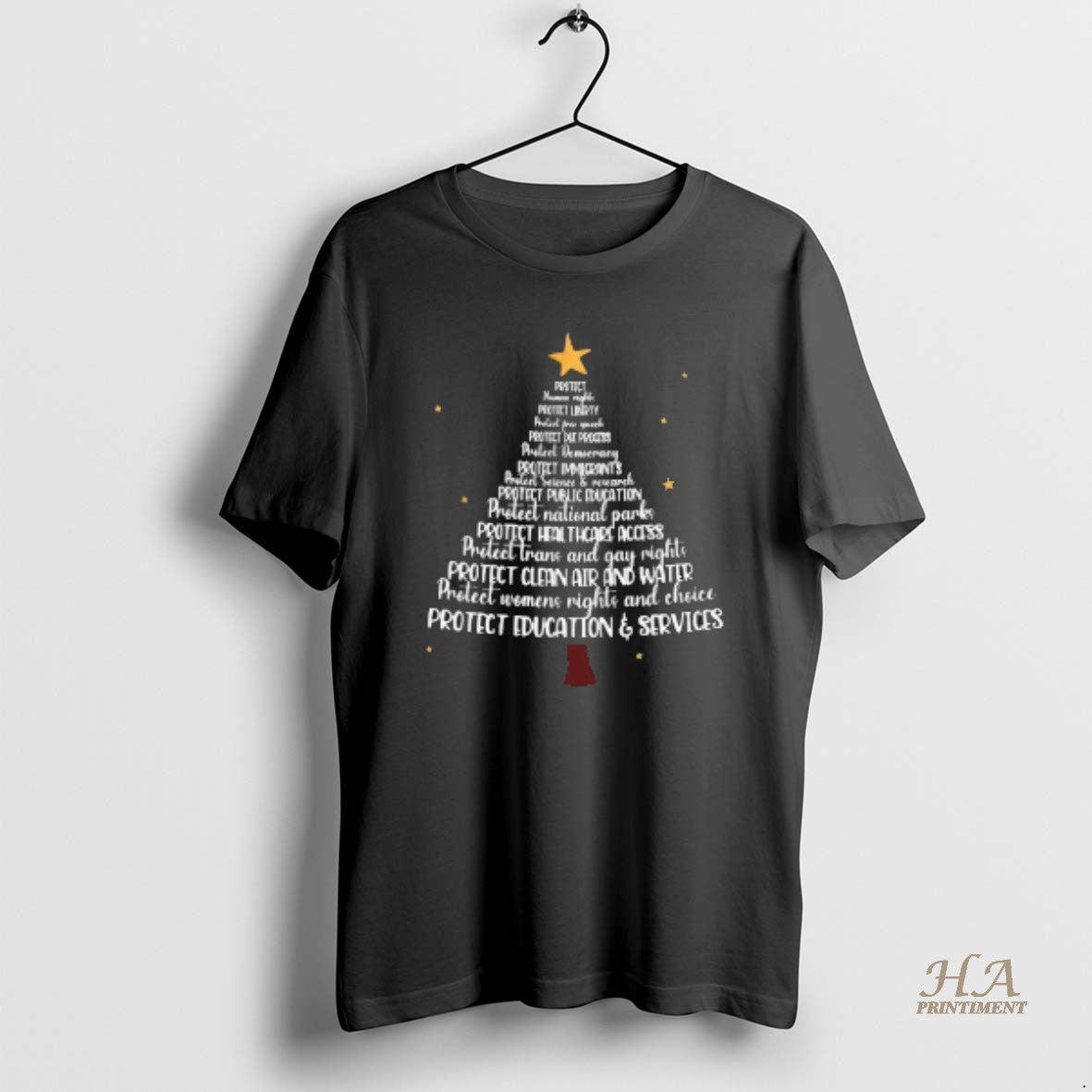 Official Protect Education And Services Christmas Tree Blackshirt