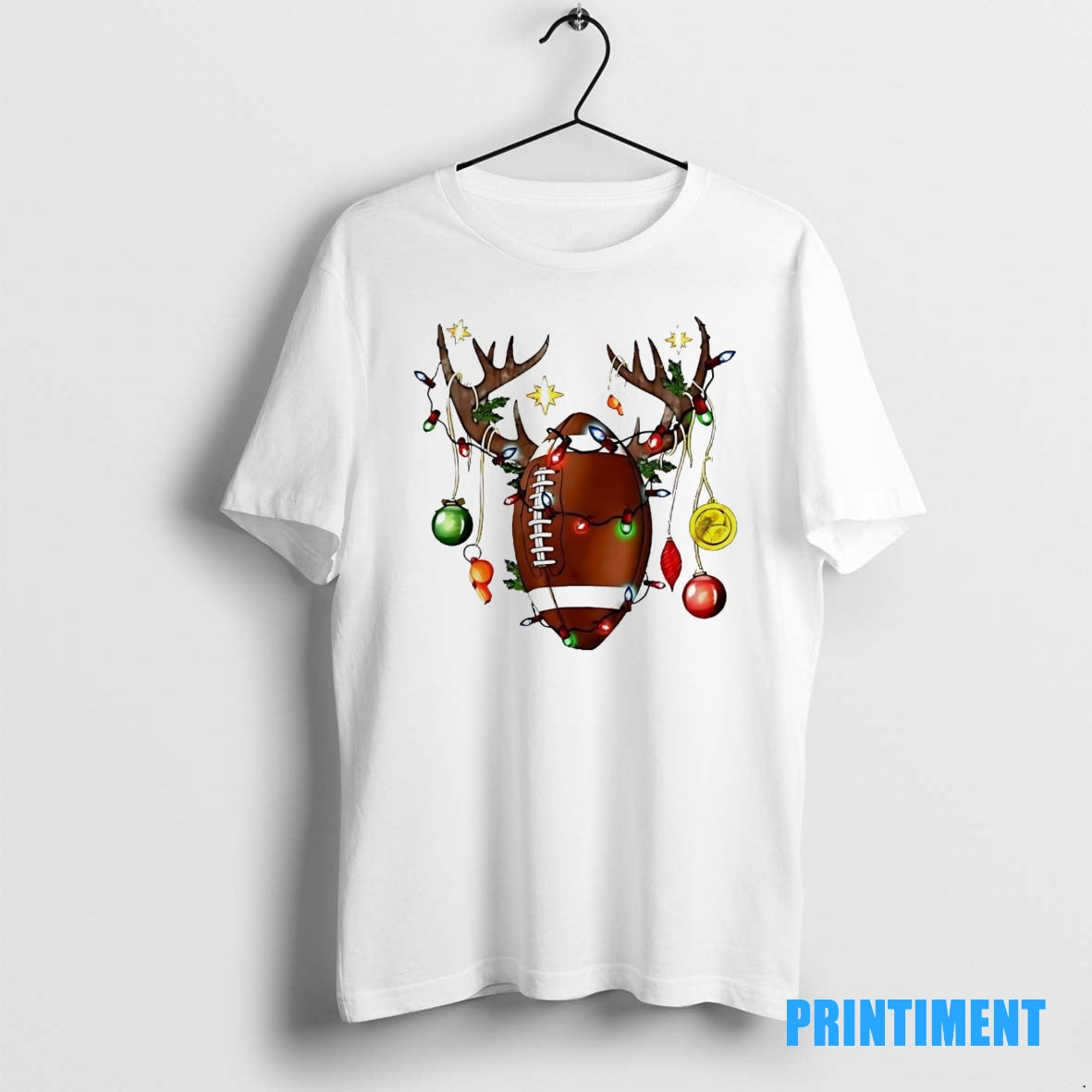 Official Reindeer Football Christmas Lights Tee Sweater