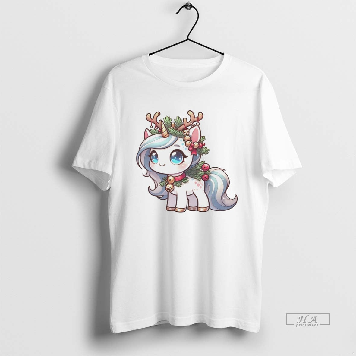 Official Reindeer Unicorn Bells And Holly Christmas White