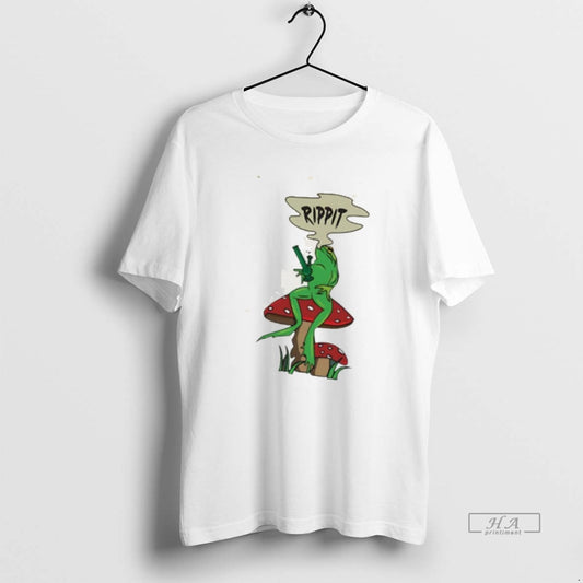 Official Rippit Frog Smoking Next To Mushroom
