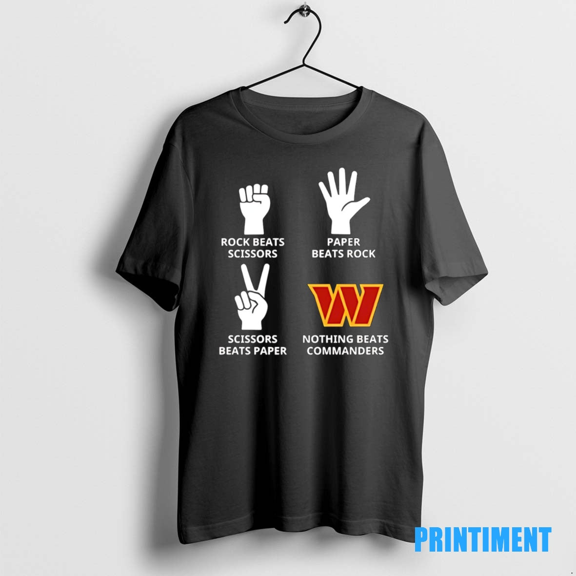 Official Rock Paper Scissors Nothing Beats Washington Commanders 2025 Logo Tee Sweater