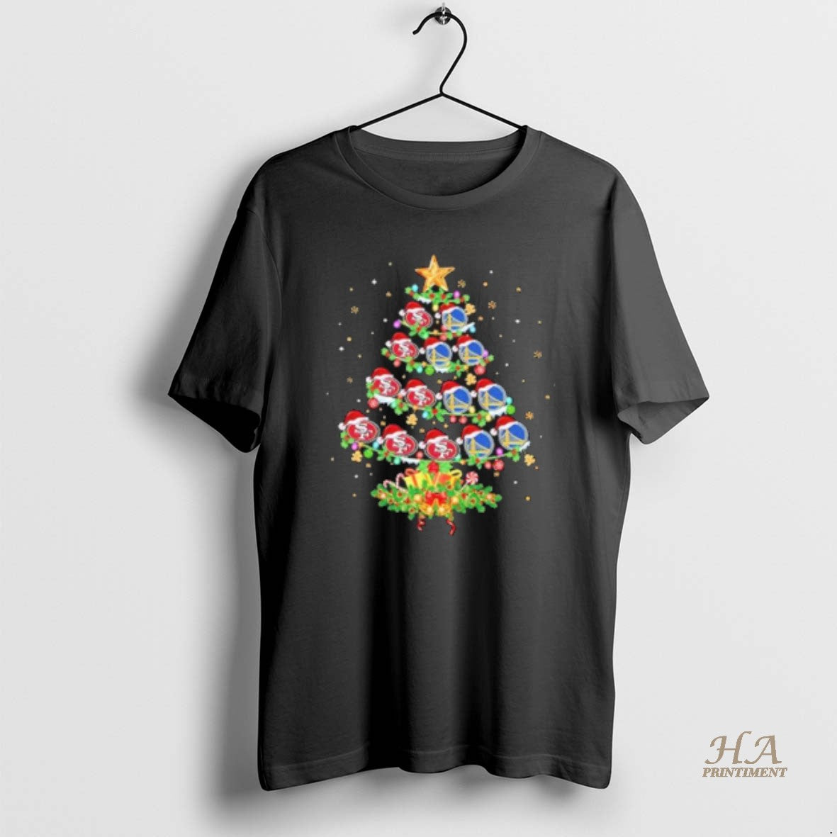 Official Sf 49ers And Golden State Warriors Christmas Tree Two Teams