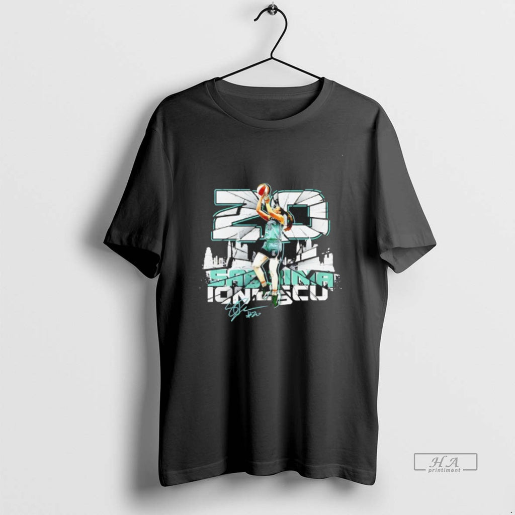 Official Sabrina Ionescu 20 New York Liberty City Skyline Signature