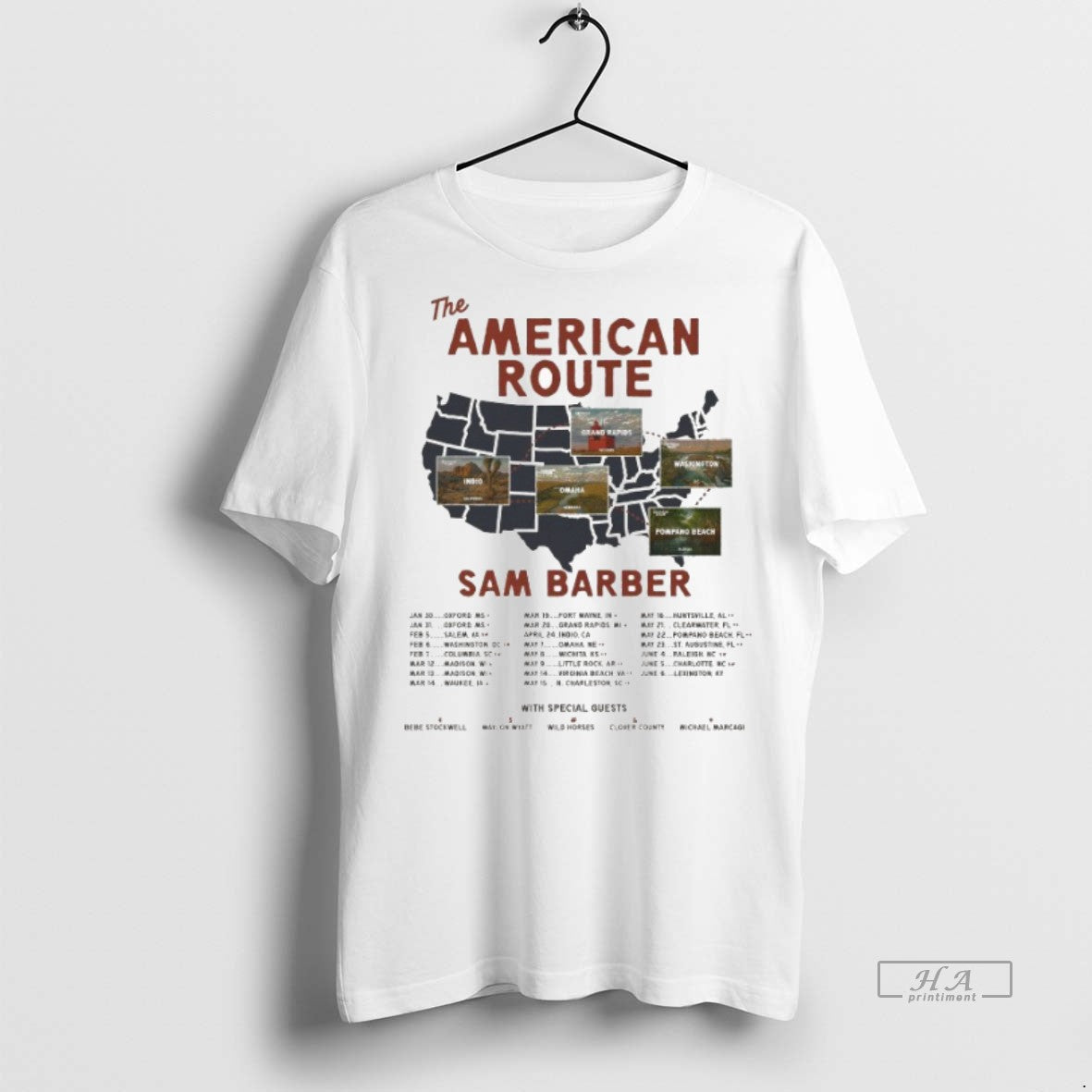 Official Sam Barber The American Route Tour 2026 Dates Shirt