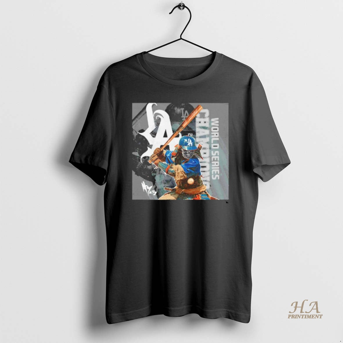 Official Samurai Baseball Player Los Angeles Dodgers World Series Champions Blackshirt