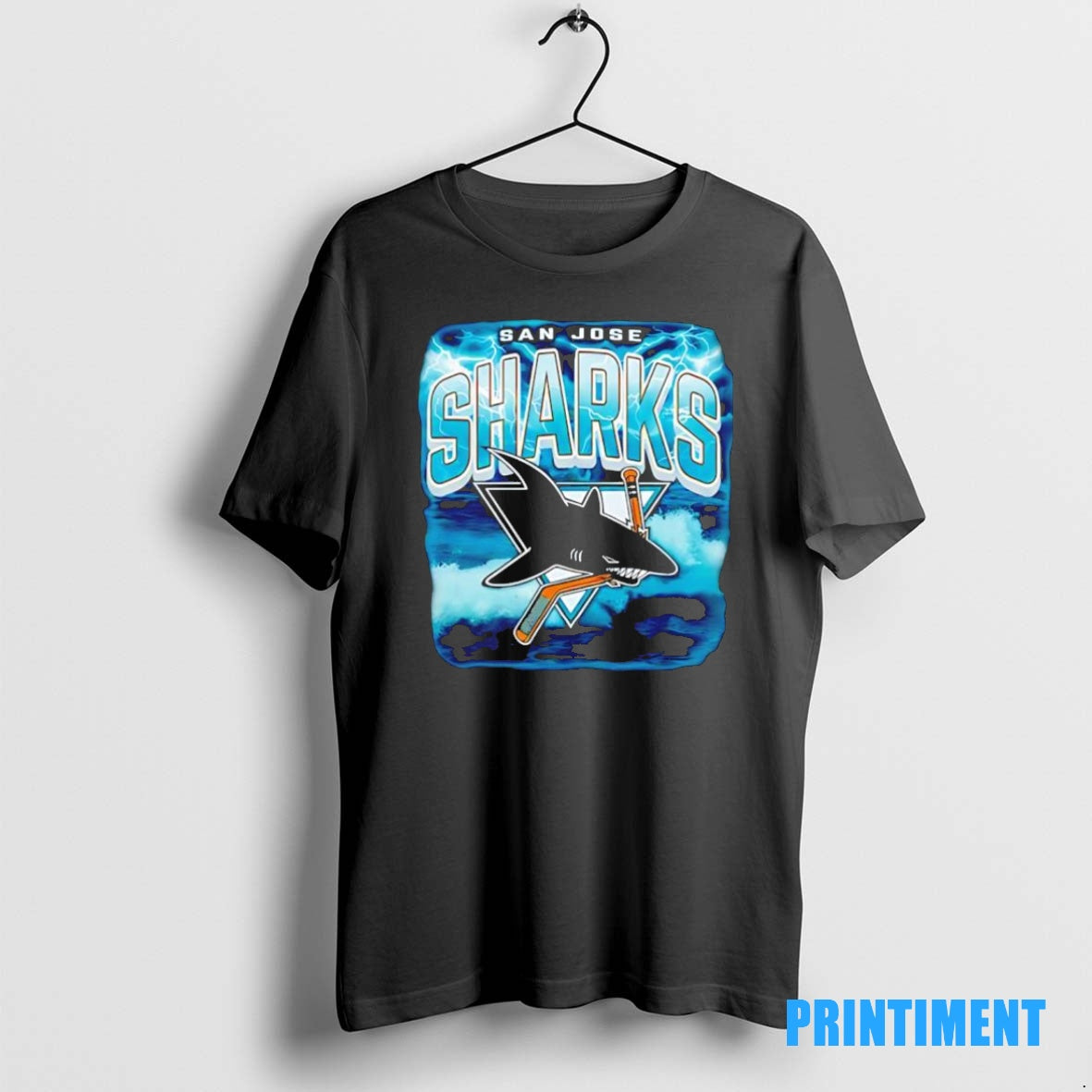 Official San Jose Sharks Blue84 Heritage Stormy Sea Black Tee Sweater