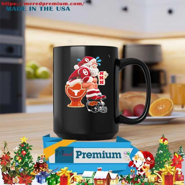 Santa Claus Oklahoma Sooners Shitting On Toilet Texas Longhorns And Other Teams Christmas Shirt