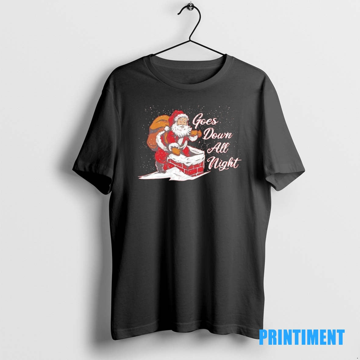 Official Santa Claus Climbing Down Chimney Goes Down All Night Christmas Tee Sweater