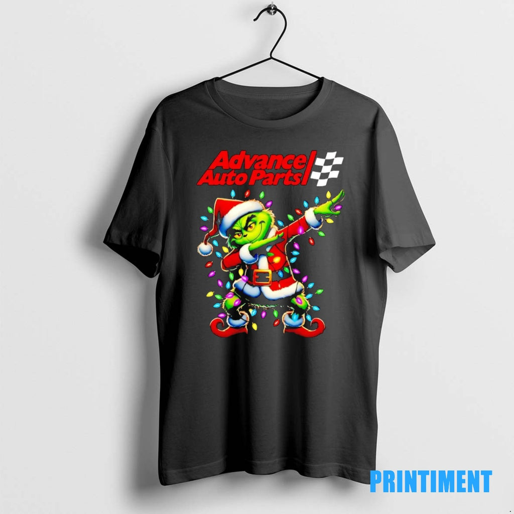 Official Santa Grinch Dabbing Advance Auto Parts Christmas Light Tee Sweater