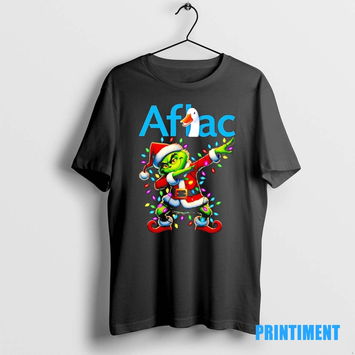 Official Santa Grinch Dabbing Aflac Christmas Light Tee Sweater