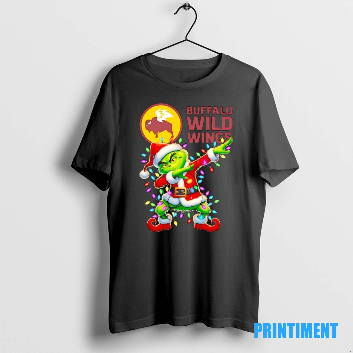 Official Santa Grinch Dabbing Buffalo Wild Wings Christmas Light Tee Sweater