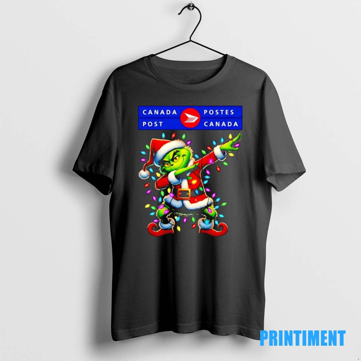 Official Santa Grinch Dabbing Canada Post Christmas Light Tee Sweater