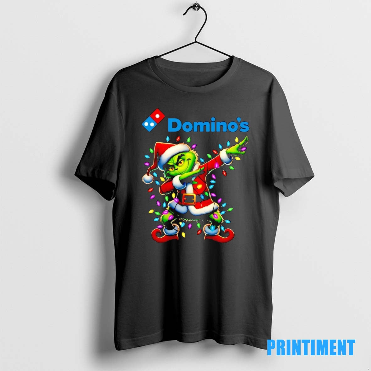 Official Santa Grinch Dabbing Dominos Christmas Light Tee Sweater