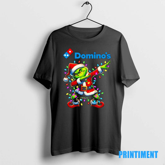 Official Santa Grinch Dabbing Dominos Christmas Light Tee Sweater