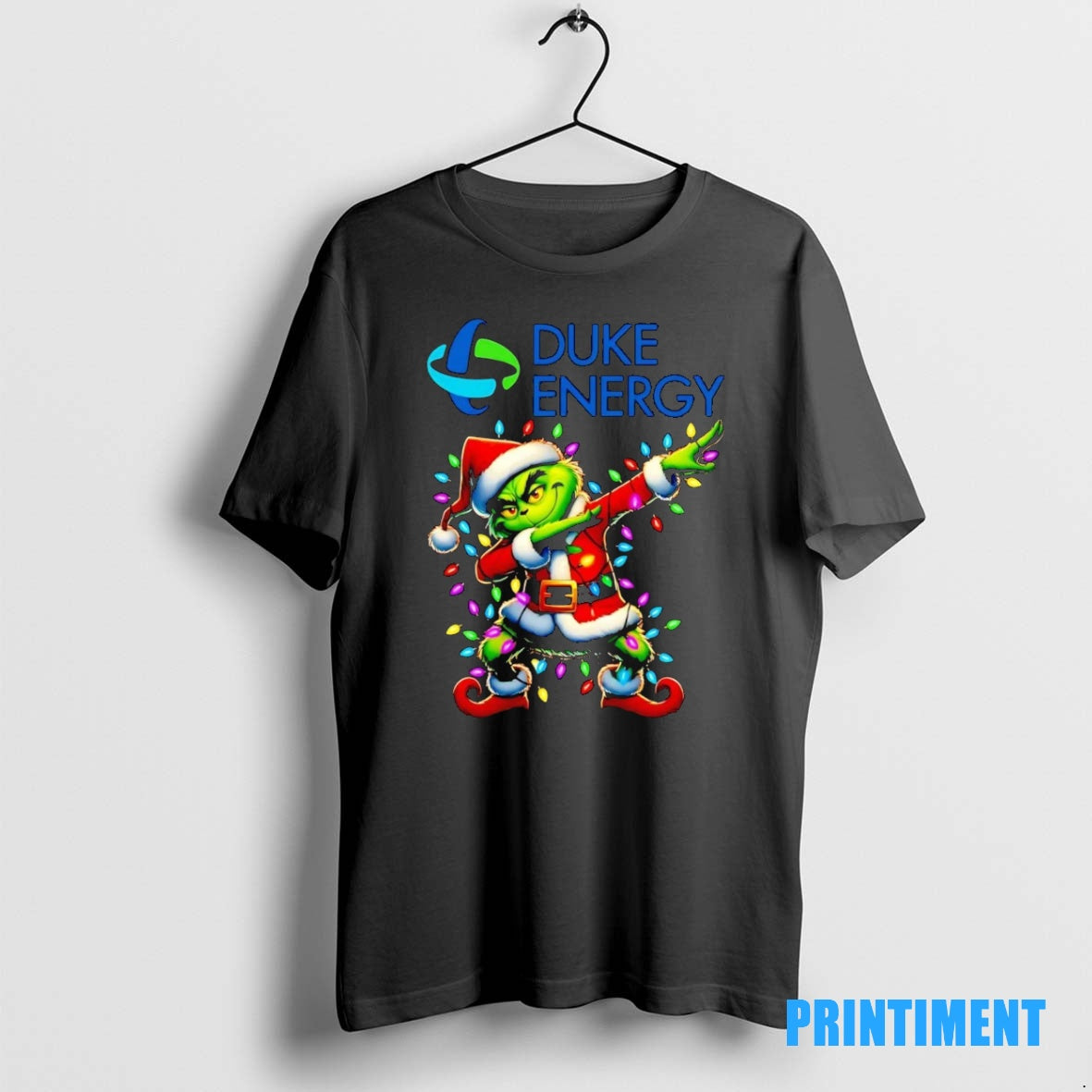 Official Santa Grinch Dabbing Duke Energy Christmas Light Tee Sweater