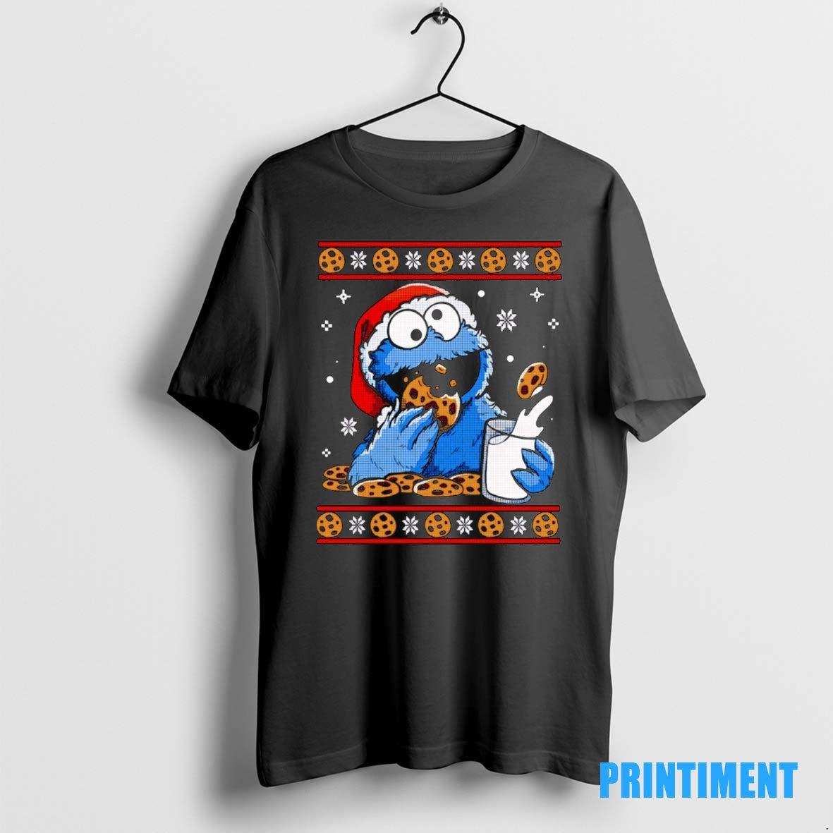 Official Santa Hat Cookie Monster Ugly Christmas 2025 Tee Sweater