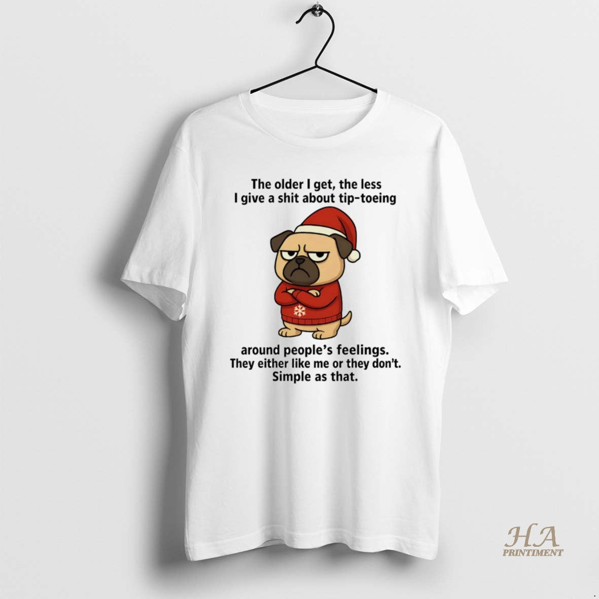 Official Santa Pug The Older I Get The Less I Give A Shit Christmas