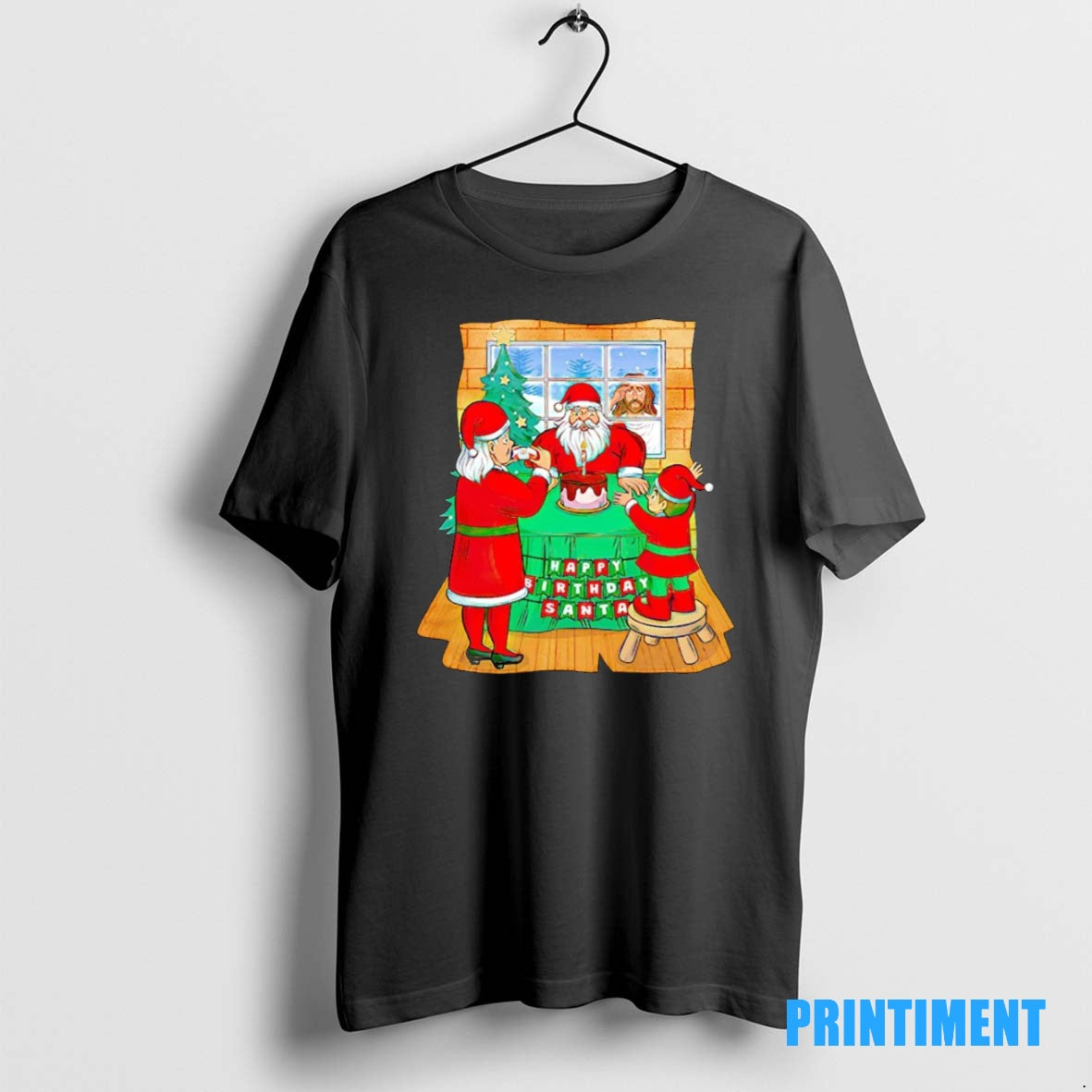 Official Santas Family Have Dinner Jesus Out Of House Christmas Tee Sweater
