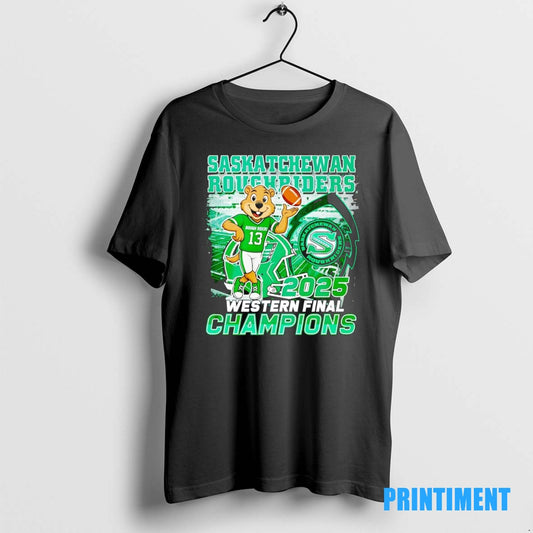 Official Saskatchewan Roughriders 2025 Western Final Champions Mascot Tee Sweater
