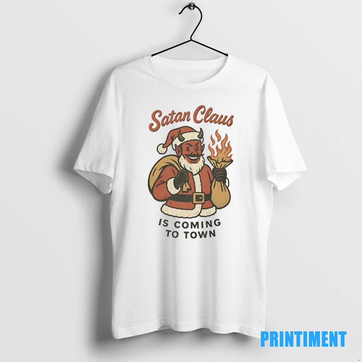 Official Satan Claus Is Coming To Town Christmas Tee Sweater