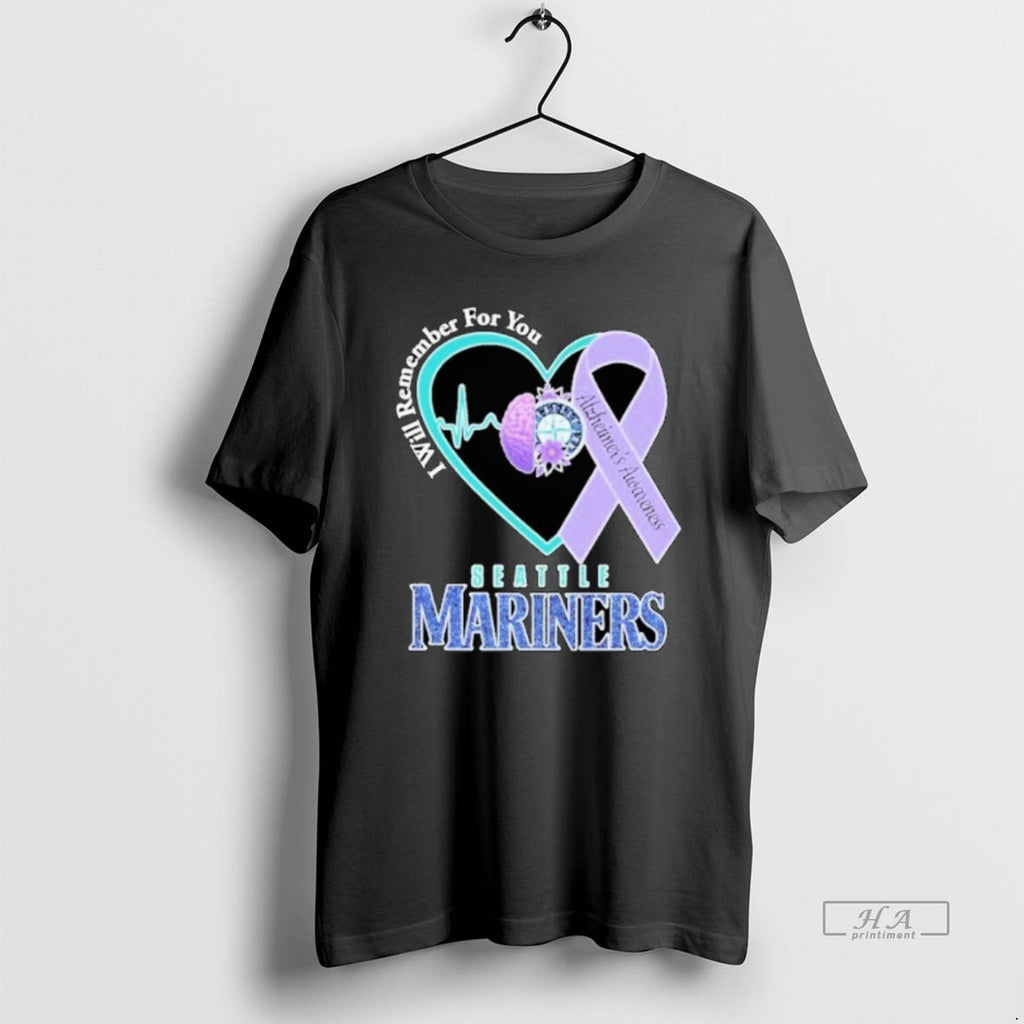 Official Seattle Mariners I Will Remember For You Alzheimers Awareness Heartbeat Brain