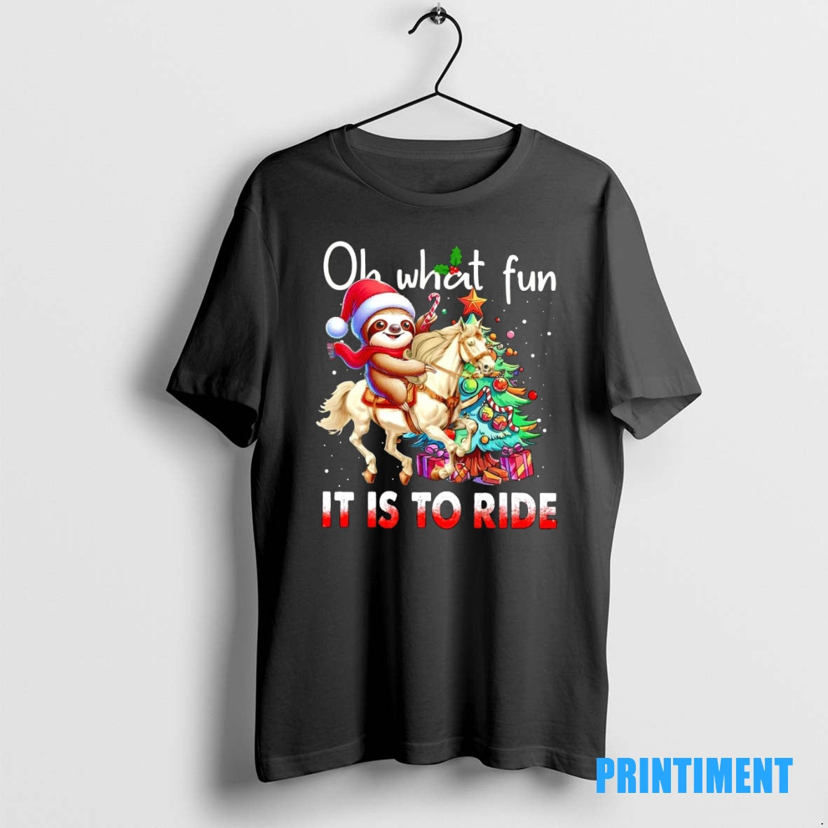 Official Sloth Riding Horse Oh What Fun It Is To Ride Christmas Tee Sweater