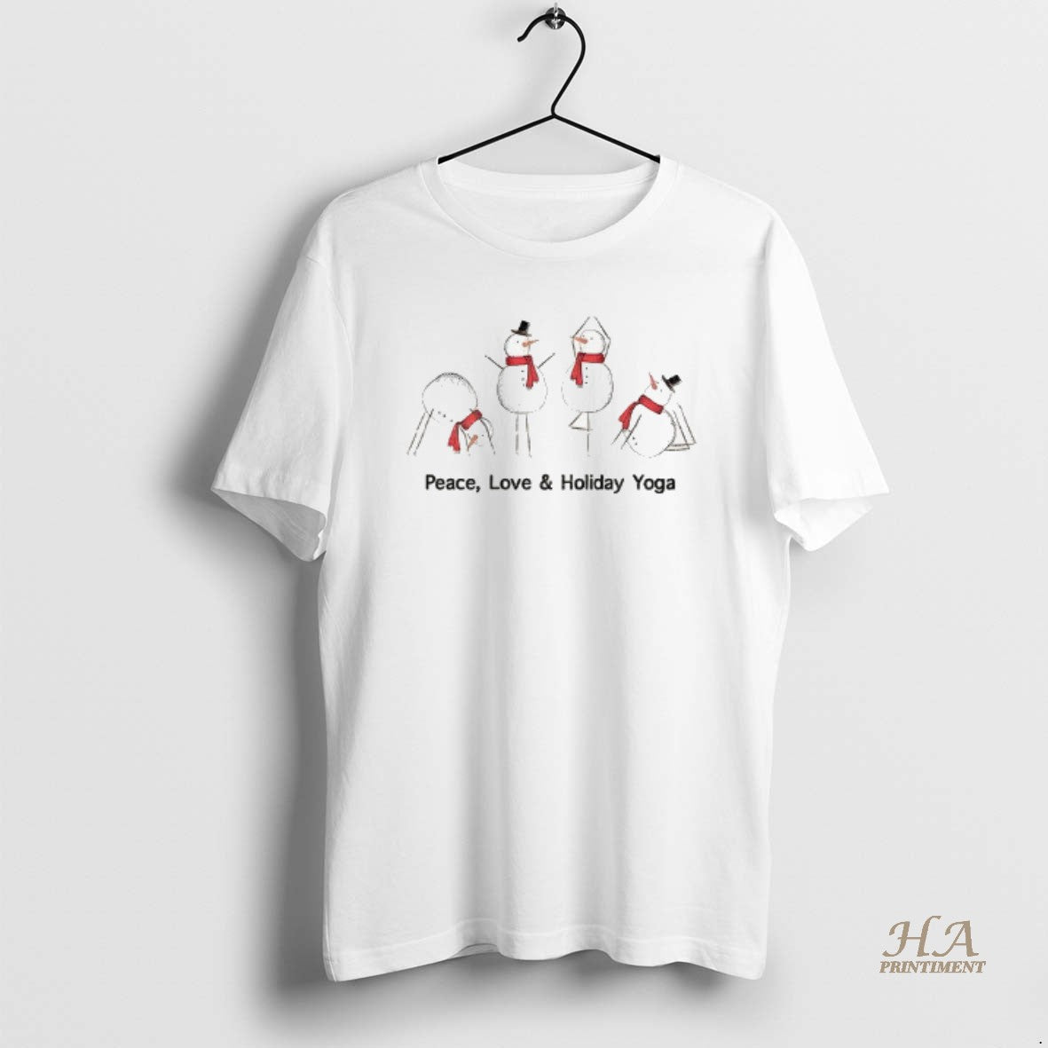 Official Snowmen Doing Yoga Peace Love And Holiday Yoga Merry Christmas