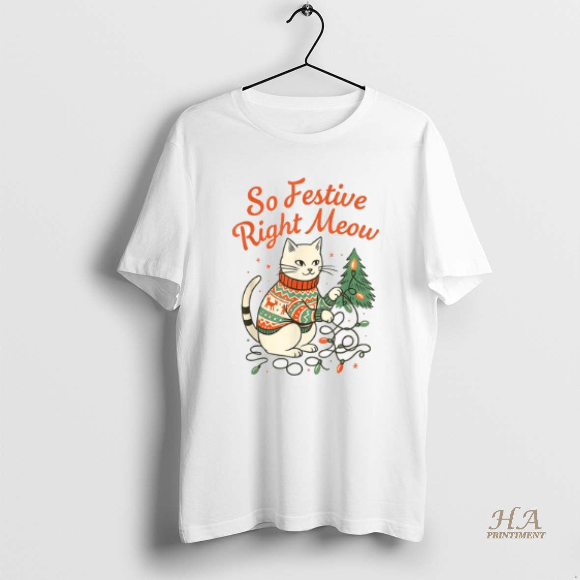 Official So Festive Right Meow Funny Cat Christmas Santa Holiday