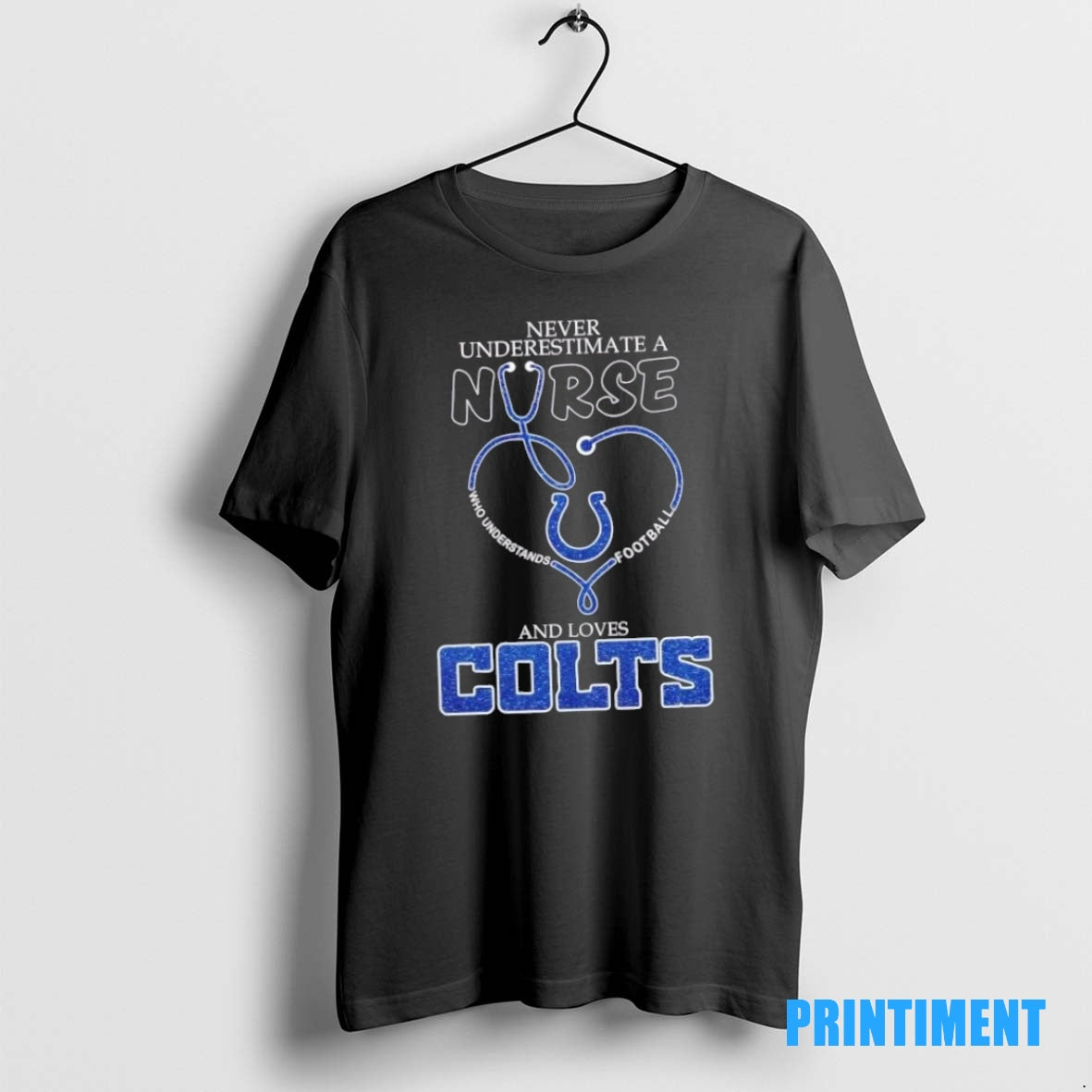 Official Stethoscope Heart Never Underestimate A Nurse Who Understand Football And Loves Indianapolis Colts Tee