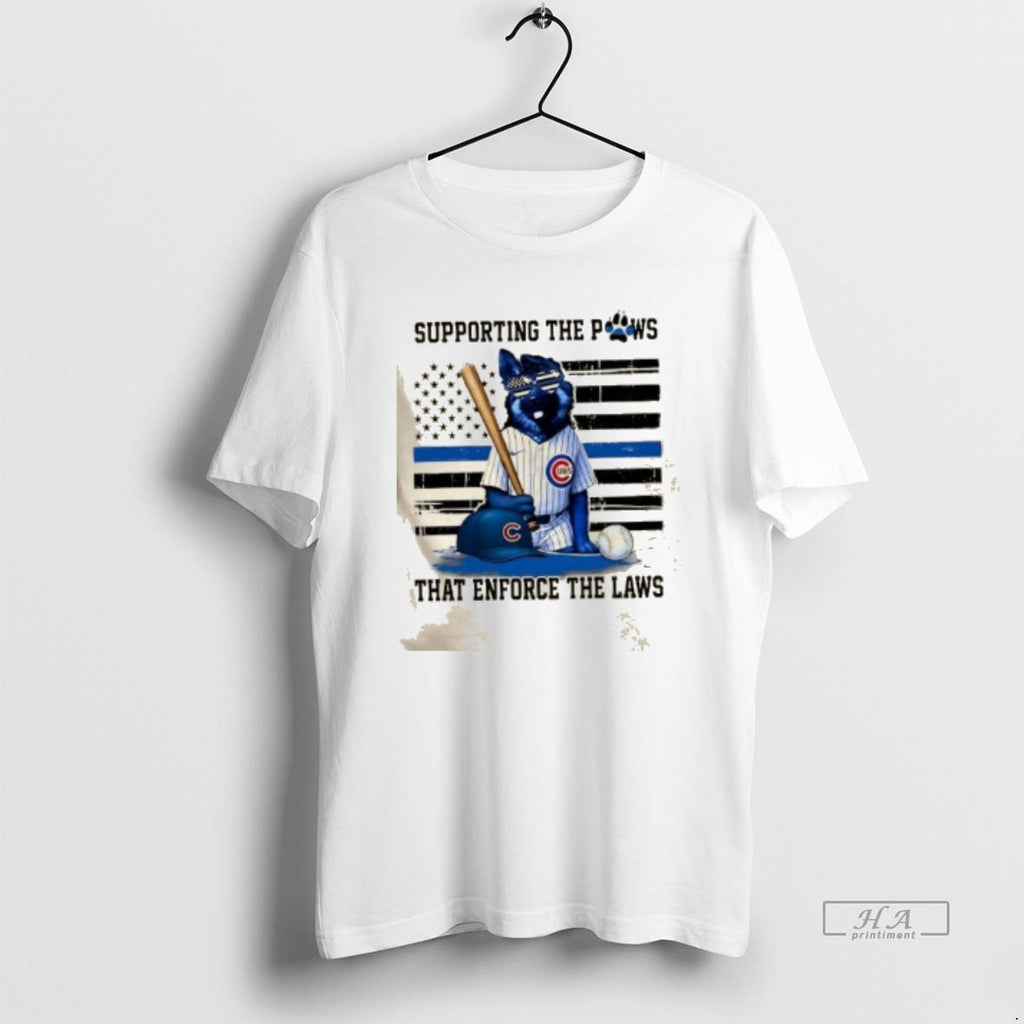Official Supporting The Paws That Enforce The Laws Chicago Cubs Dog Us Flag