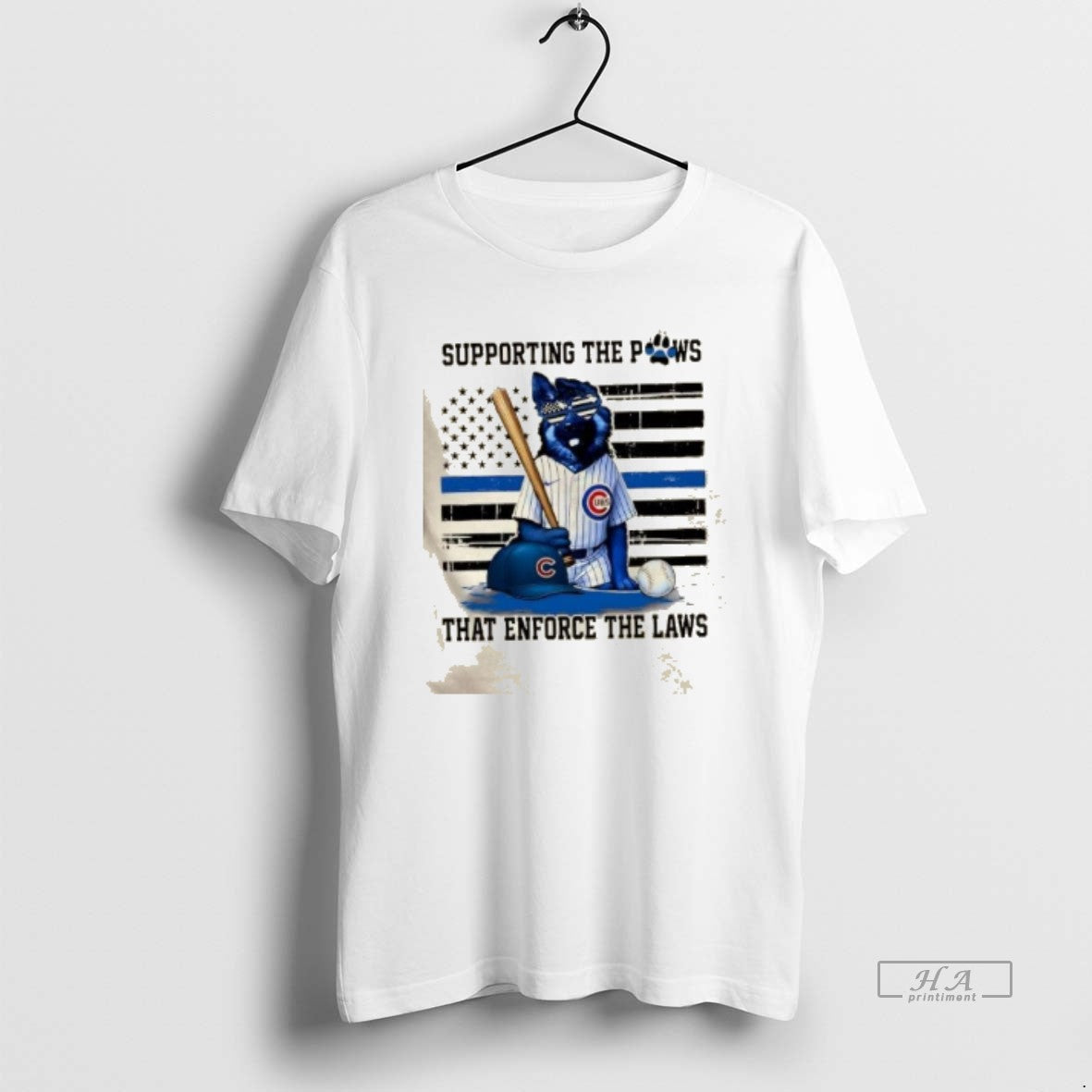 Official Supporting The Paws That Enforce The Laws Chicago Cubs Dog Us Flag