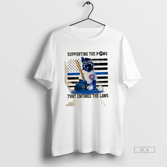 Official Supporting The Paws That Enforce The Laws Chicago Cubs Dog Us Flag