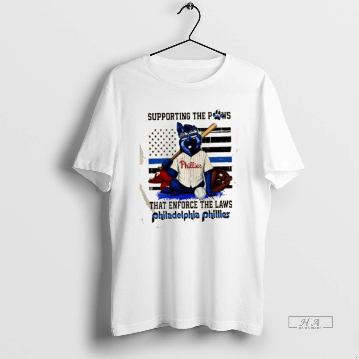 Official Supporting The Paws That Enforce The Laws Philadelphia Phillies Dog Us Flag