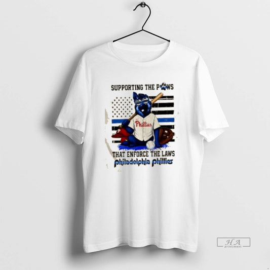 Official Supporting The Paws That Enforce The Laws Philadelphia Phillies Dog Us Flag