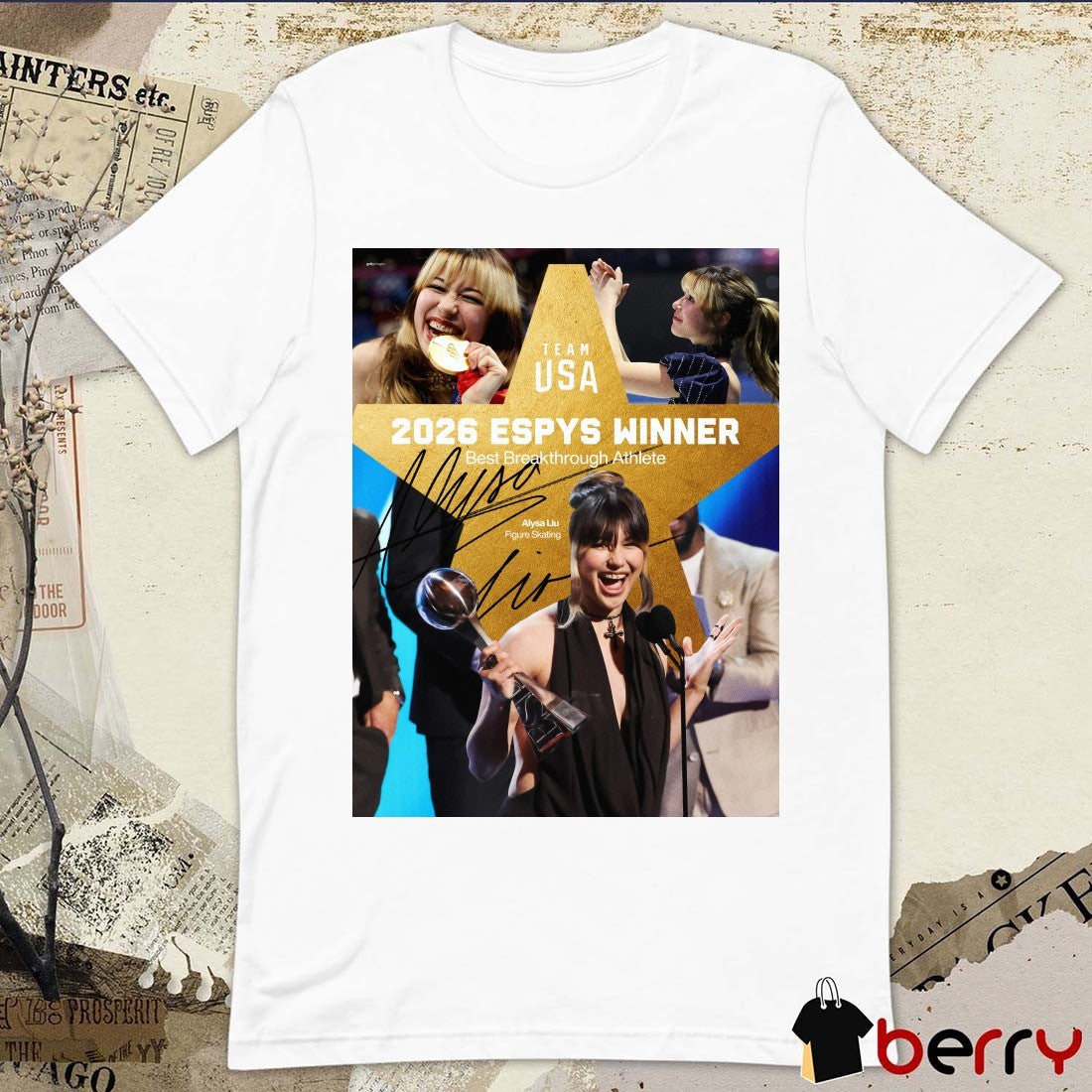 Team USA 2026 ESPYS Winner Best Breakthrough Athlete Alysa Liu Figure Skating Signature Poster t-shirt