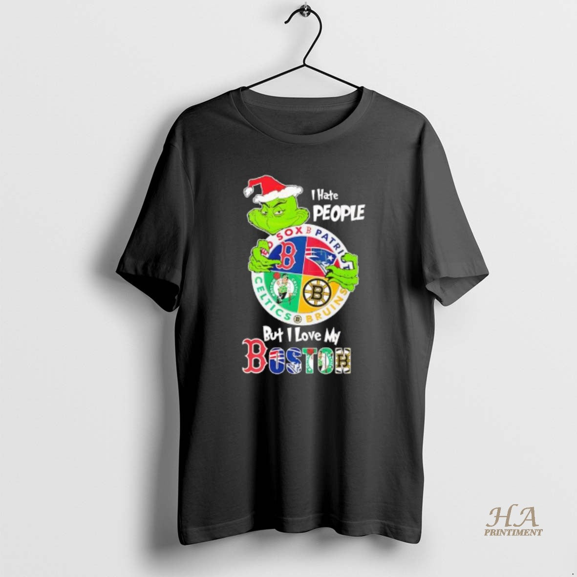 Official The Grinch I Hate People But I Love My Boston Team Black