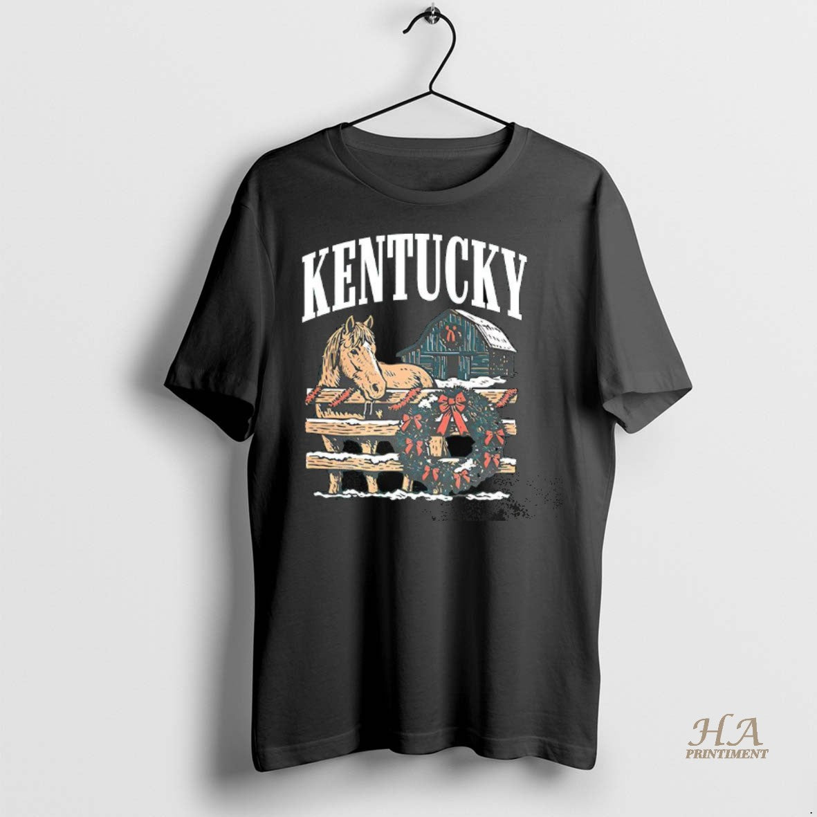 Official The Kentucky Holiday Horse Wreath Christmas Vintage Shirt