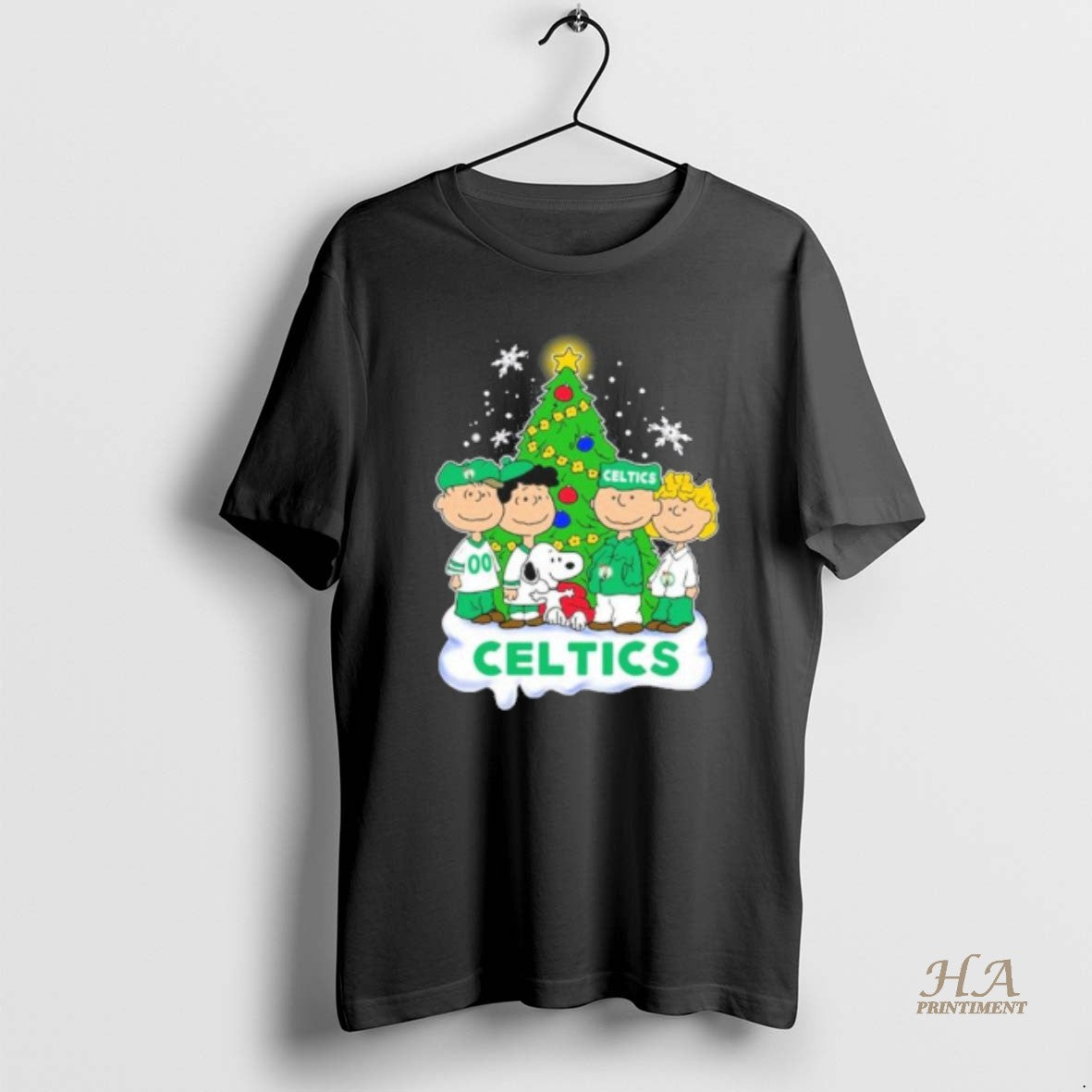 Official The Peanuts Boston Celtics Merry Christmas