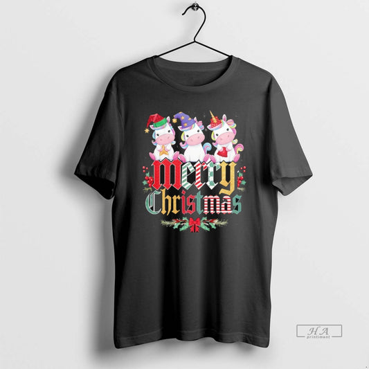 Official Three Cute Unicorns Merry Christmas Festive