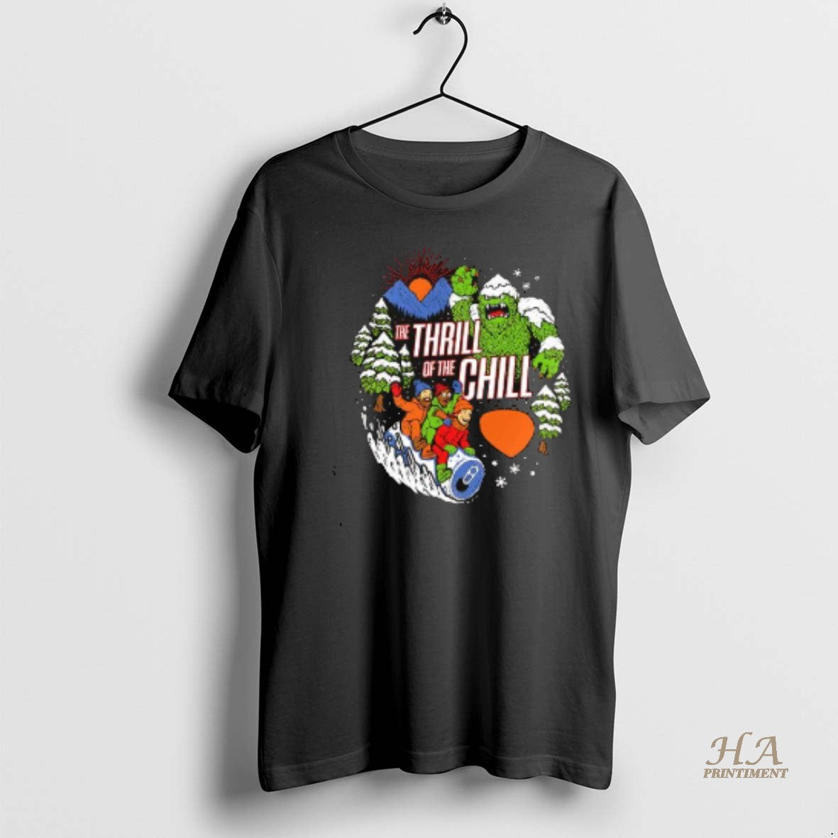 Official Thrill Of The Chill Skiing Yeti Snow Monster Midnight Shirt