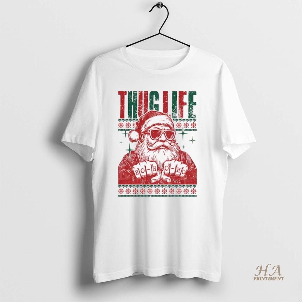 Official Thug Life Santa Ho Ho Ho Ugly Christmas 2025