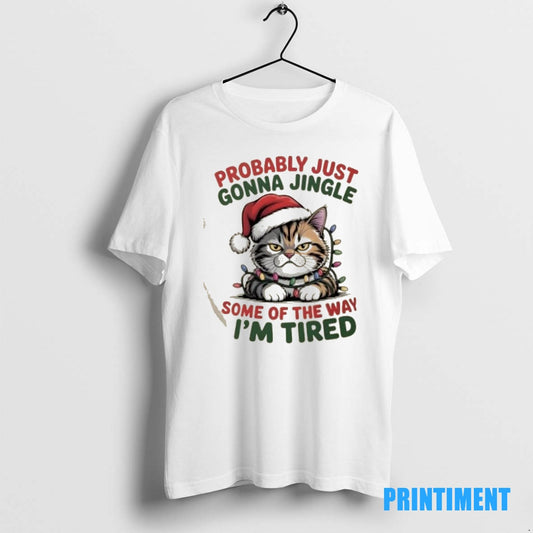 Official Tired Cat Christmas Festive Lazy Cat Tee Sweater