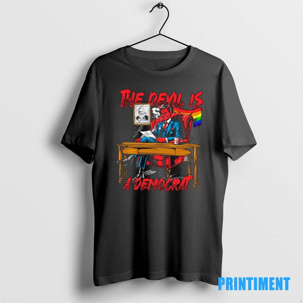 Official Tom Macdonald The Devil Is A Democrat Sofa Cigarettes Lgbt Flag Tee Sweater