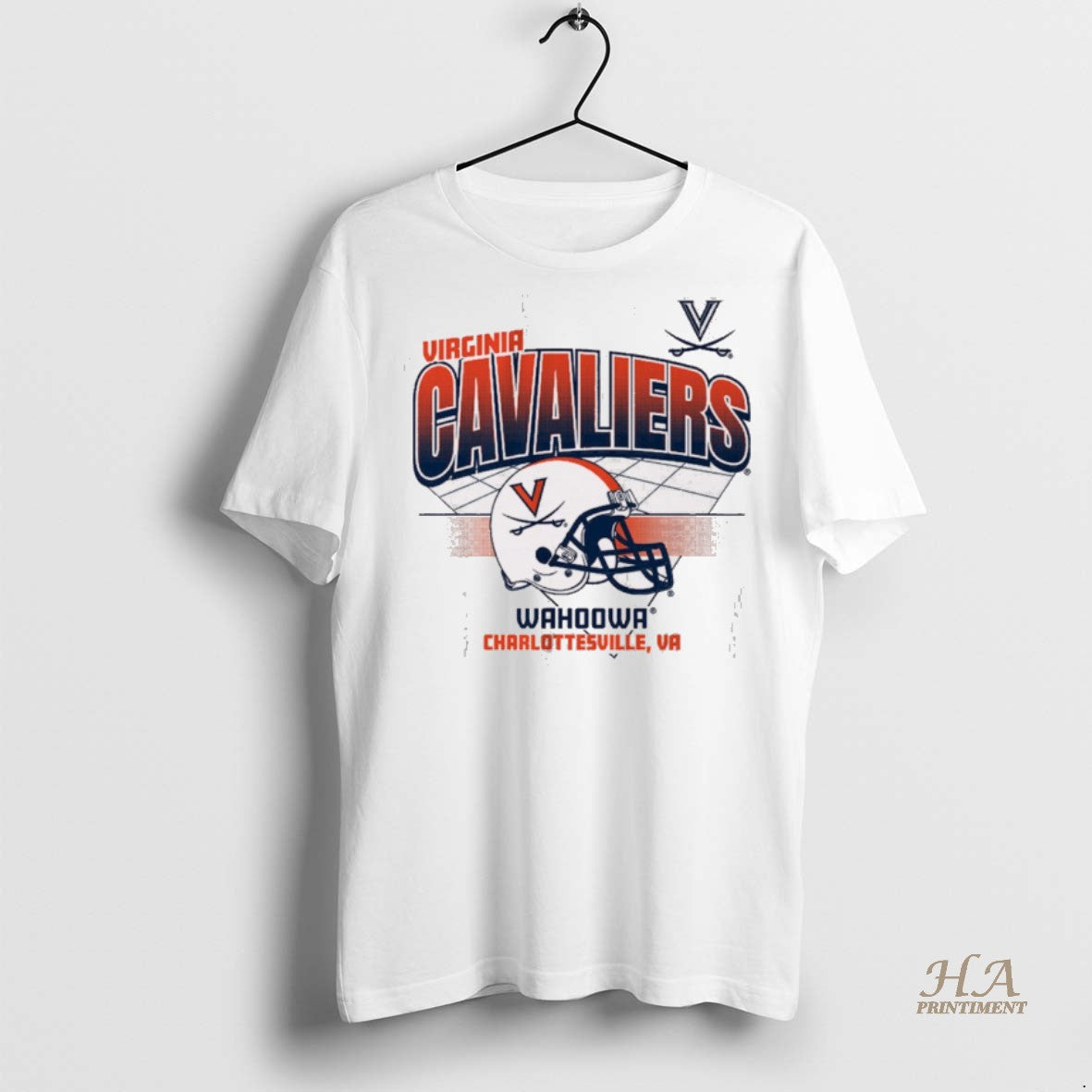 Official Virginia Cavaliers Football Wahoowa Charlottesville Va Helmet Grid Shirt