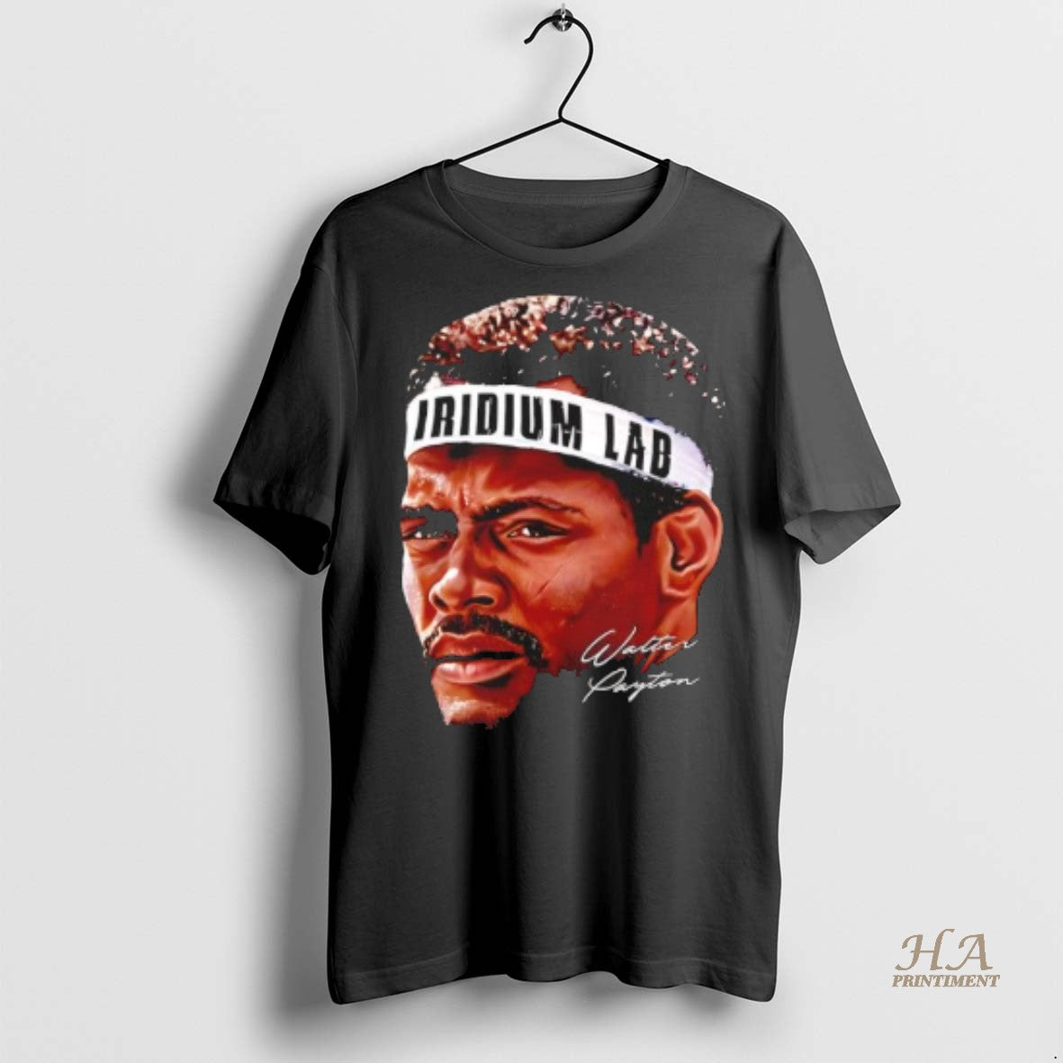 Official Walter Payton Big Head Iridium Lab Black Shirt