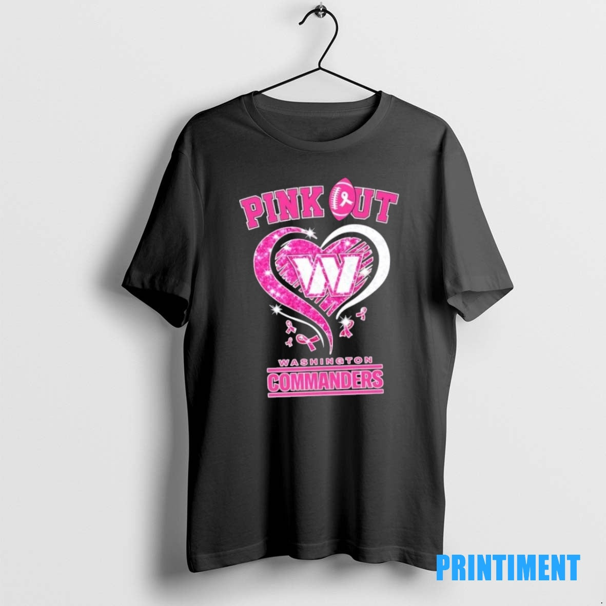 Official Washington Commanders Football X Pink Out Hearts Tee Sweater