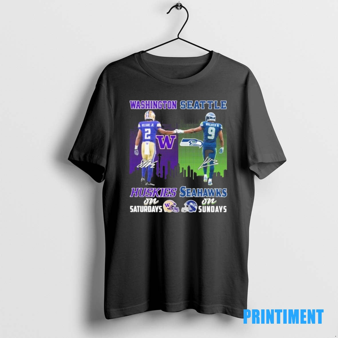 Official Williams Jr Huskies On Saturdays And Walker Iii Seahawks On Sundays Tee Sweater
