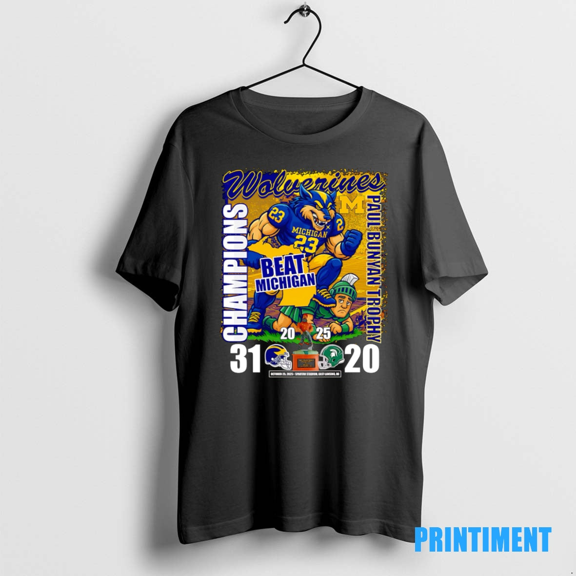 Official Wolverines Beat Michigan Paul Bunyan Trophy Champions Mascot Tee Sweater