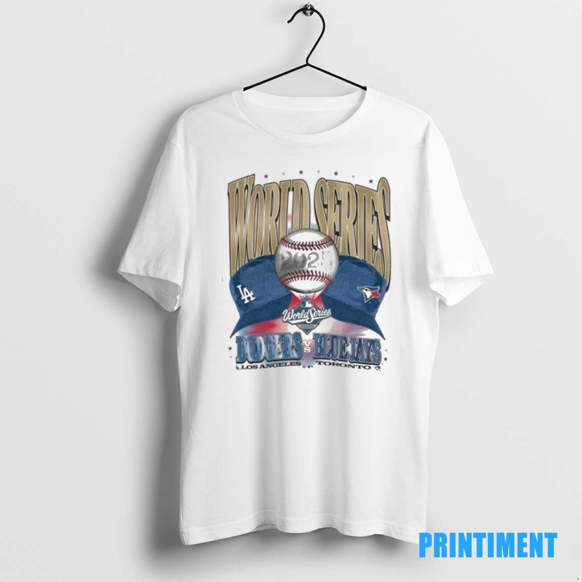 Official World Series 2025 Dodgers Vs Blue Jays Dueling Caps Tee Sweater