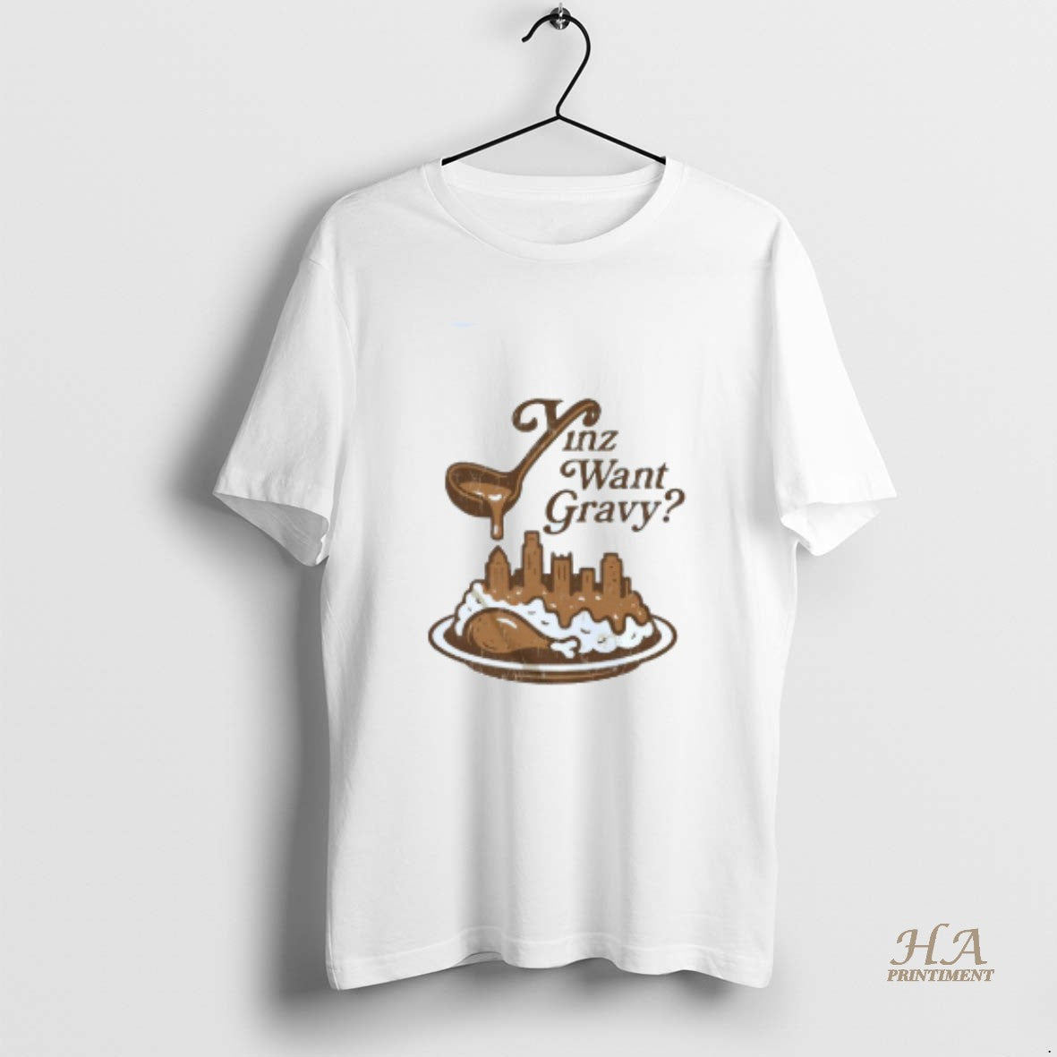 Official Yinz Want Gravy Pittsburgh Steel City Mens White Tee